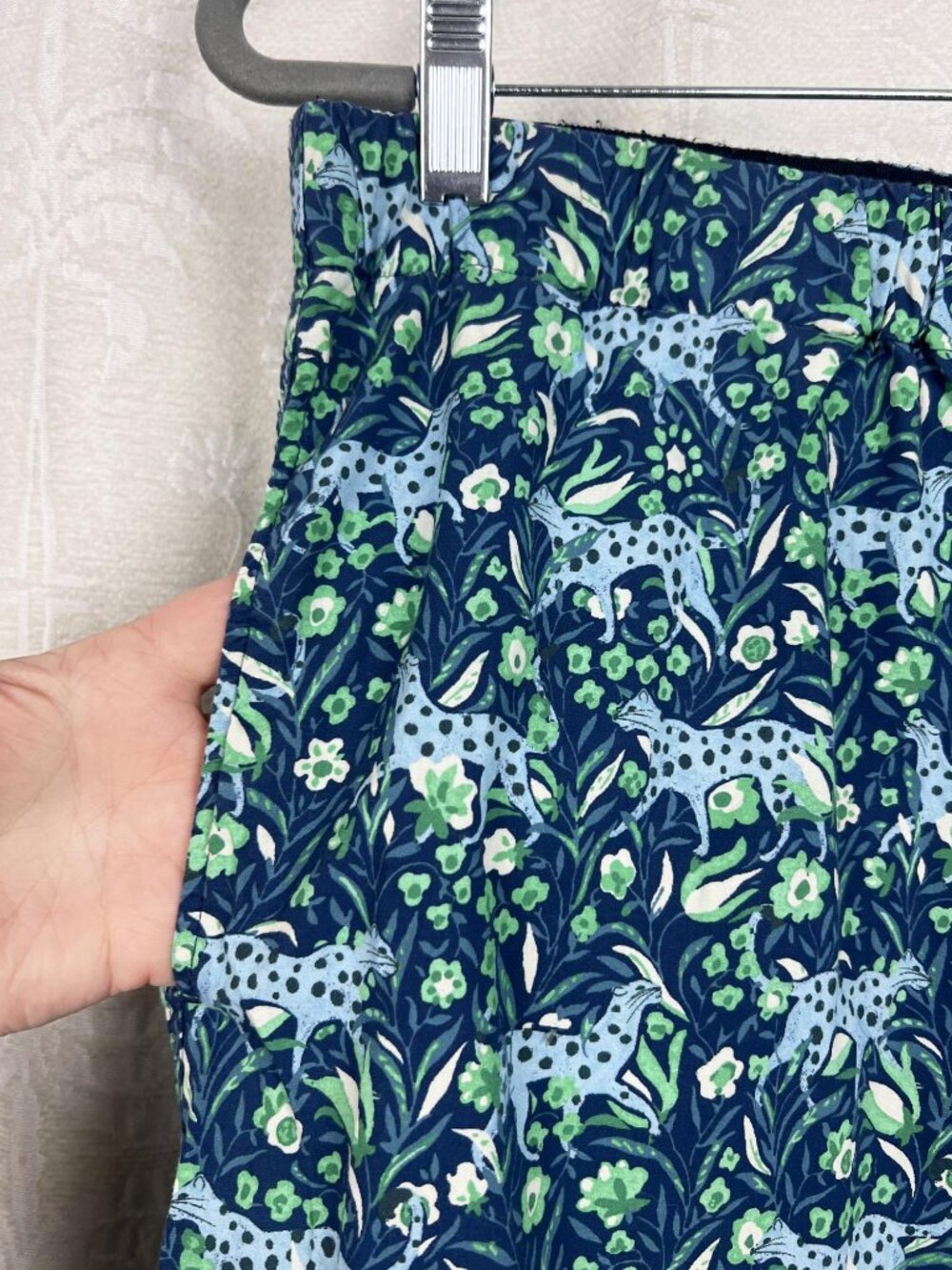 J.Crew Fauna Floral Blue Spotted Leopard Cotton Poplin Pajama Set lounge sleep M - Picture 10 of 15